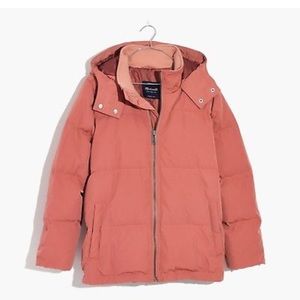 Madewell quilted down puffer in pink NWT size XL